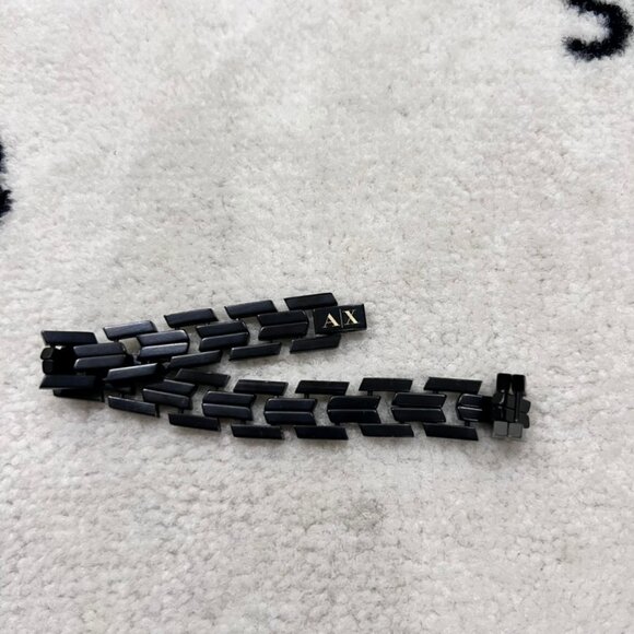 Vintage Armani Exchange Black IP Steel Matte Finish Metal Chain Link Bracelet - Picture 4 of 4